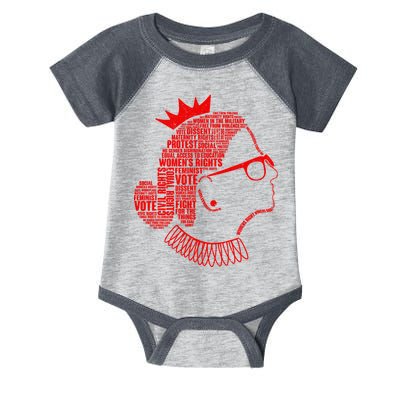 Ruth Bader Ginsburg Face Quotes Red Infant Baby Jersey Bodysuit