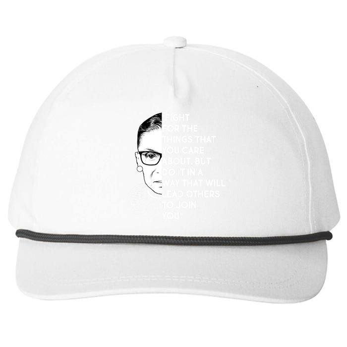 Ruth Bader Ginsburg Fight the Things You Care About Quote Snapback Five-Panel Rope Hat