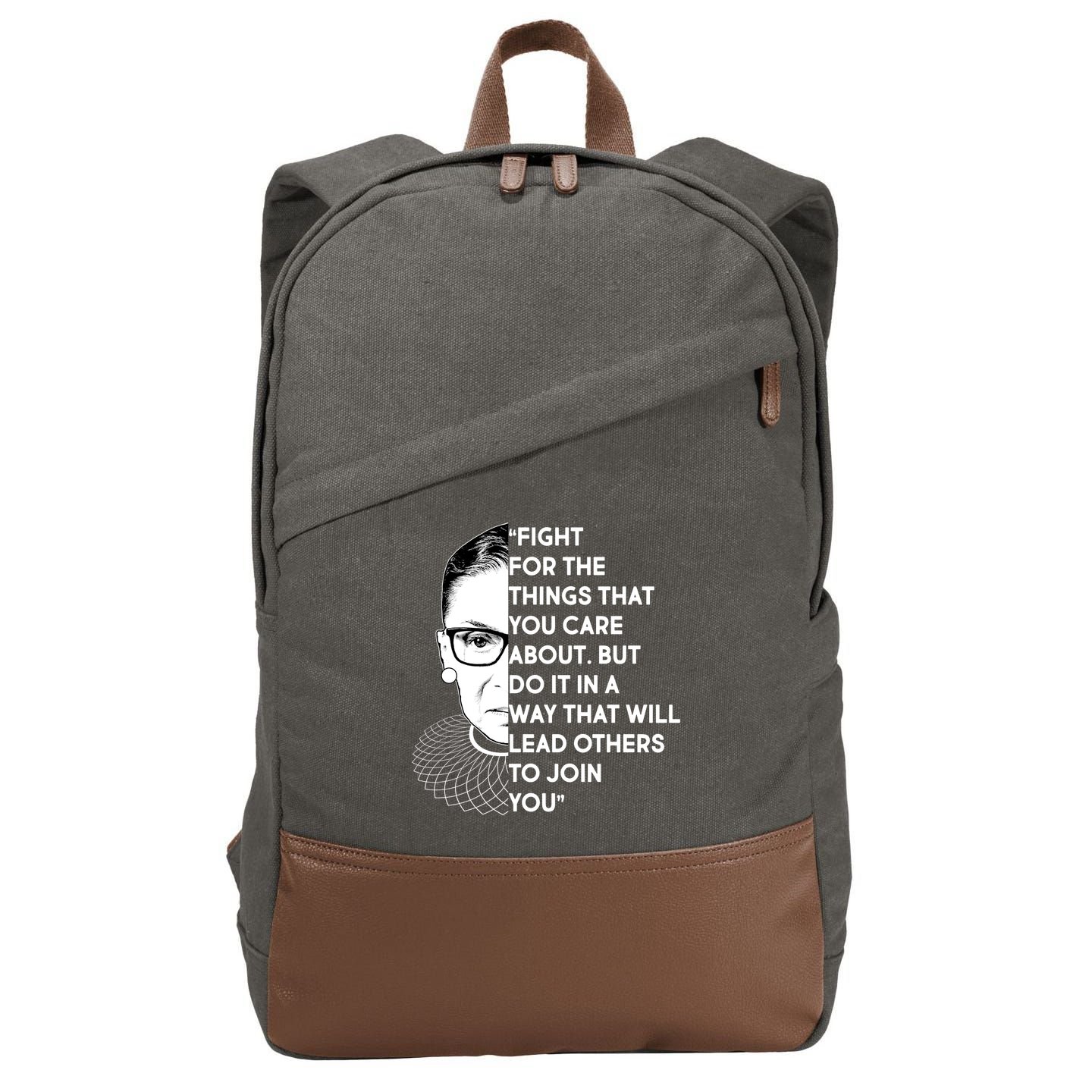 Ruth Bader Ginsburg Fight the Things You Care About Quote Cotton Canvas Backpack
