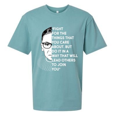 Ruth Bader Ginsburg Fight the Things You Care About Quote Sueded Cloud Jersey T-Shirt