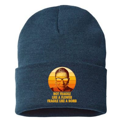 Ruth Bader Ginsburg Fragile Like A Bomb Tribute  Sustainable Knit Beanie