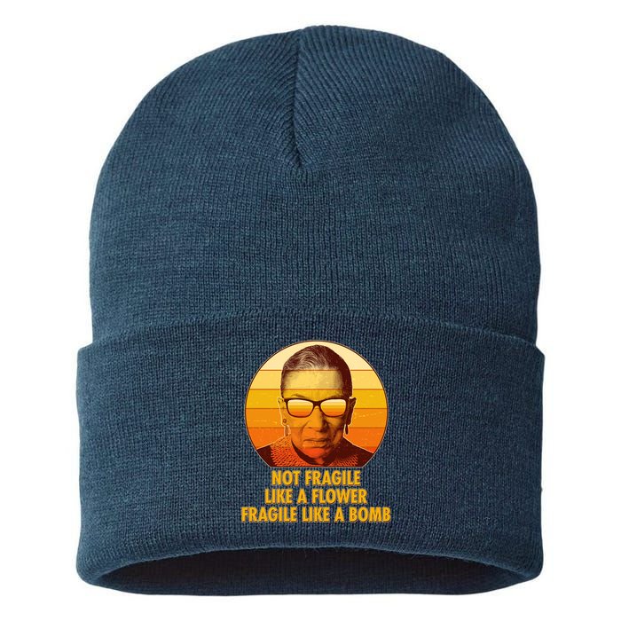 Ruth Bader Ginsburg Fragile Like A Bomb Tribute  Sustainable Knit Beanie