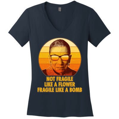 Ruth Bader Ginsburg Fragile Like A Bomb Tribute  Women's V-Neck T-Shirt