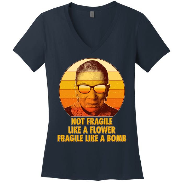 Ruth Bader Ginsburg Fragile Like A Bomb Tribute  Women's V-Neck T-Shirt