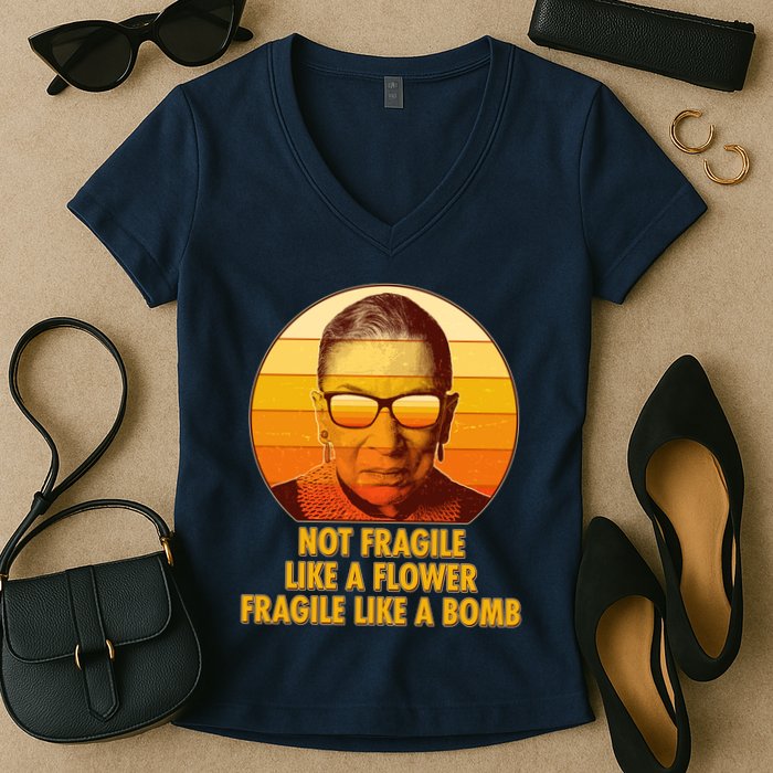 Ruth Bader Ginsburg Fragile Like A Bomb Tribute  Women's V-Neck T-Shirt