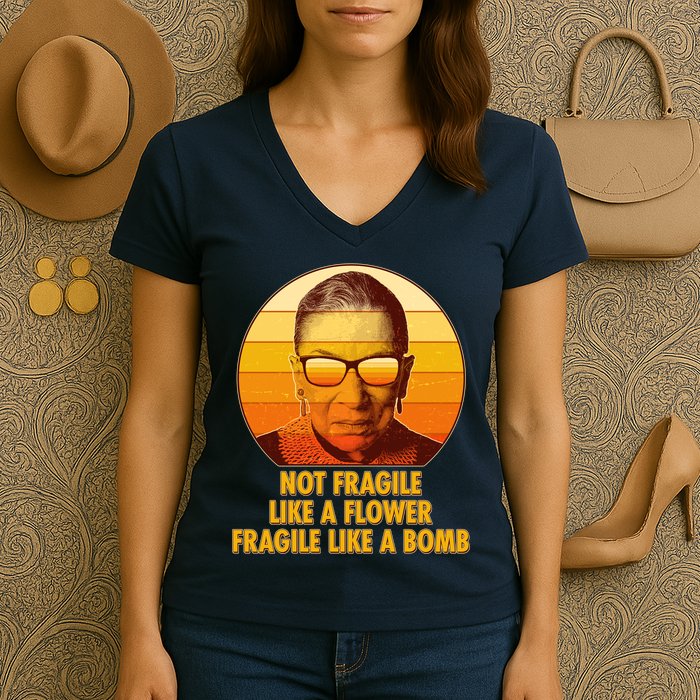 Ruth Bader Ginsburg Fragile Like A Bomb Tribute  Women's V-Neck T-Shirt