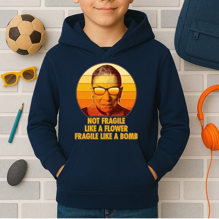 Ruth Bader Ginsburg Fragile Like A Bomb Tribute  Kids Hoodie