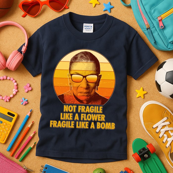Ruth Bader Ginsburg Fragile Like A Bomb Tribute  Kids T-Shirt