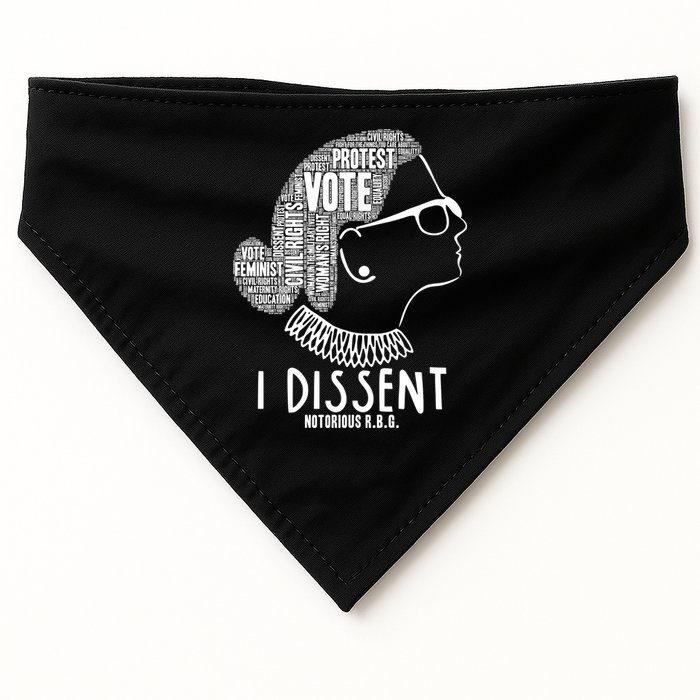 Ruth Bader Ginsburg I Dissent Notorious RBG Tribute Quotes USA-Made Doggie Bandana
