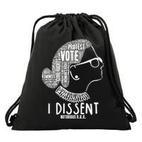 Ruth Bader Ginsburg I Dissent Notorious RBG Tribute Quotes Drawstring Bag