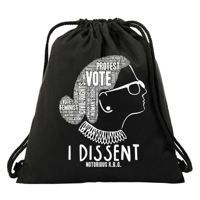 Ruth Bader Ginsburg I Dissent Notorious RBG Tribute Quotes Drawstring Bag
