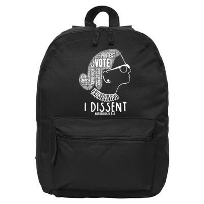 Ruth Bader Ginsburg I Dissent Notorious RBG Tribute Quotes 16 in Basic Backpack