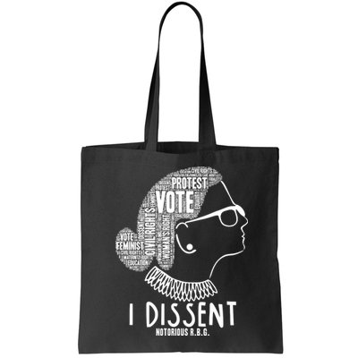 Ruth Bader Ginsburg I Dissent Notorious RBG Tribute Quotes Bag