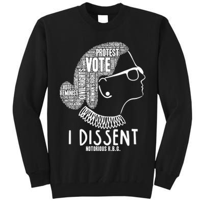 Ruth Bader Ginsburg I Dissent Notorious RBG Tribute Quotes Tall Sweatshirt