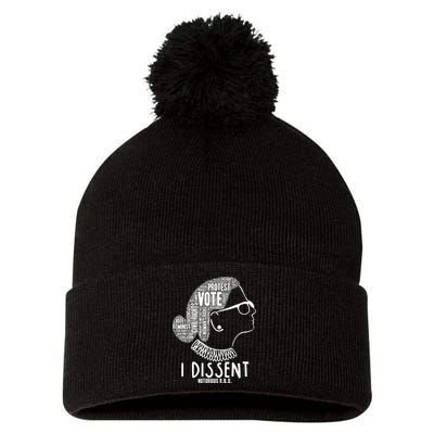 Ruth Bader Ginsburg I Dissent Notorious RBG Tribute Quotes Pom Pom 12in Knit Beanie