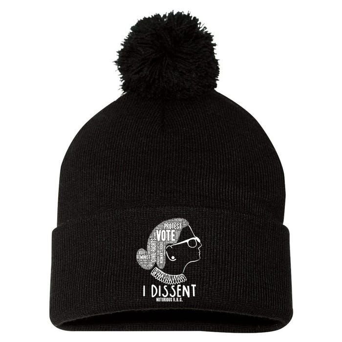 Ruth Bader Ginsburg I Dissent Notorious RBG Tribute Quotes Pom Pom 12in Knit Beanie