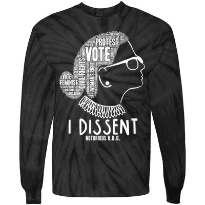 Ruth Bader Ginsburg I Dissent Notorious RBG Tribute Quotes Tie-Dye Long Sleeve Shirt