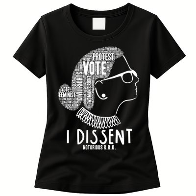 Ruth Bader Ginsburg I Dissent Notorious RBG Tribute Quotes Womens T-Shirt