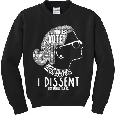 Ruth Bader Ginsburg I Dissent Notorious RBG Tribute Quotes Kids Sweatshirt