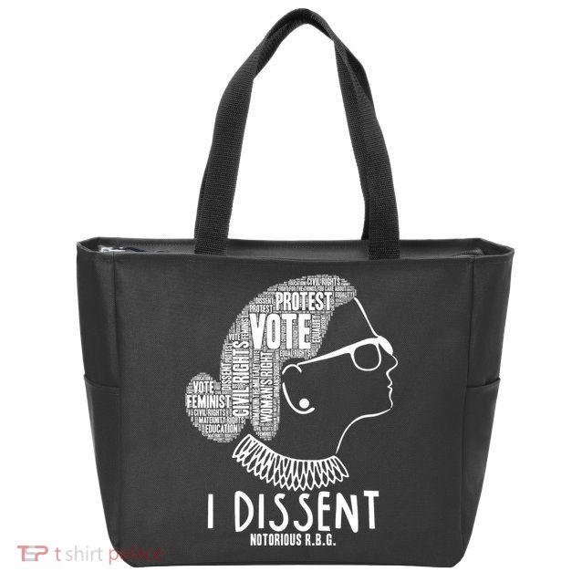 Ruth Bader Ginsburg I Dissent Notorious RBG Tribute Quotes Zip Tote Bag