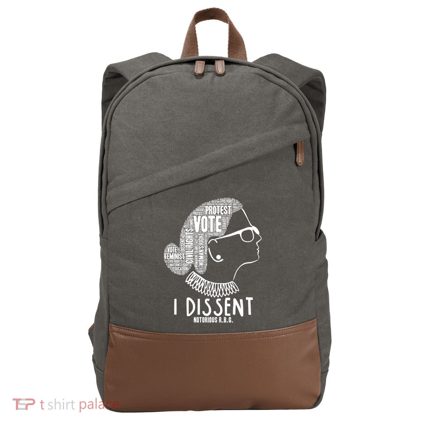 Ruth Bader Ginsburg I Dissent Notorious RBG Tribute Quotes Cotton Canvas Backpack