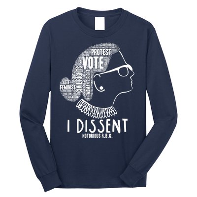 Ruth Bader Ginsburg I Dissent Notorious RBG Tribute Quotes Long Sleeve Shirt