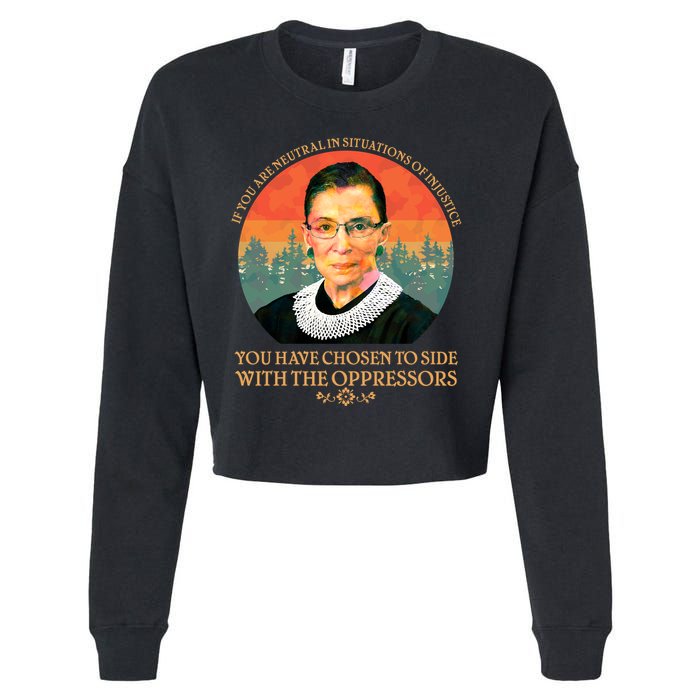 Ruth Bader Ginsburg Injustice Oppressors RBG Quote Cropped Pullover Crew