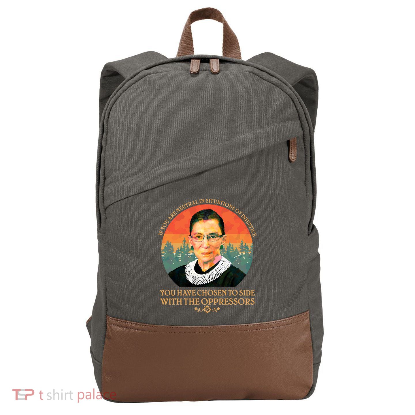 Ruth Bader Ginsburg Injustice Oppressors RBG Quote Cotton Canvas Backpack