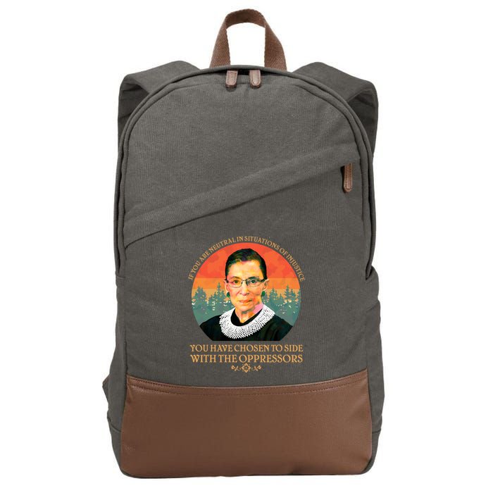 Ruth Bader Ginsburg Injustice Oppressors RBG Quote Cotton Canvas Backpack