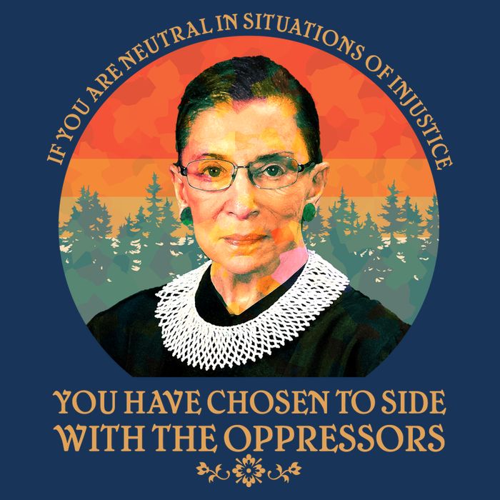 Ruth Bader Ginsburg Injustice Oppressors RBG Quote 7 Panel Mesh Trucker Snapback Hat