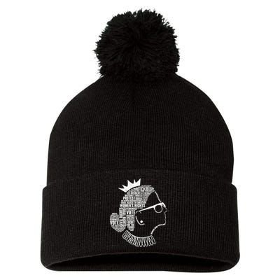 Ruth Bader Ginsburg Notorious RBG Quotes Pom Pom 12in Knit Beanie