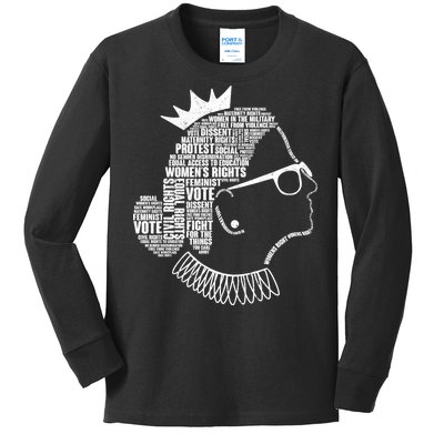 Ruth Bader Ginsburg Notorious RBG Quotes Kids Long Sleeve Shirt