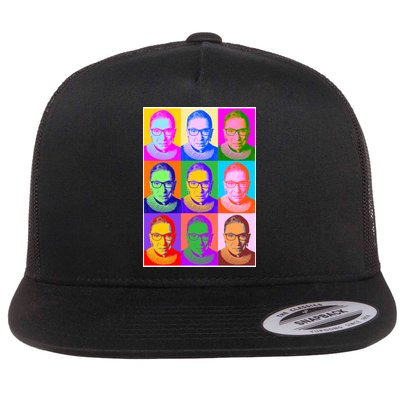 Ruth Bader Ginsburg RBG Pop Art Tribute Flat Bill Trucker Hat