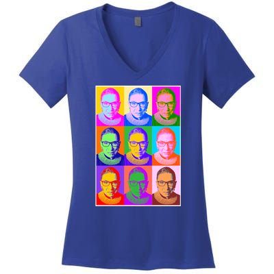 Ruth Bader Ginsburg RBG Pop Art Tribute Women's V-Neck T-Shirt