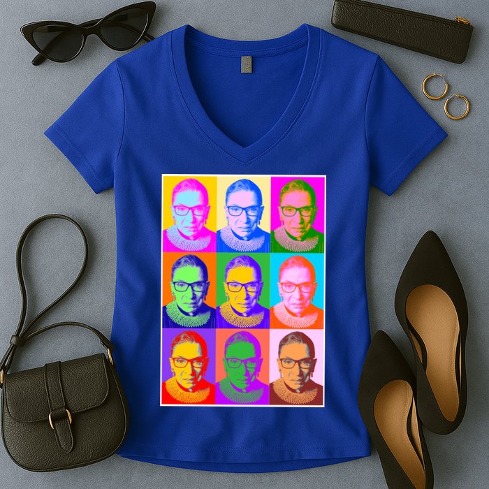 Ruth Bader Ginsburg RBG Pop Art Tribute Women's V-Neck T-Shirt