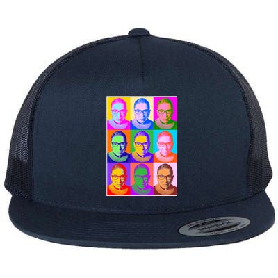 Ruth Bader Ginsburg RBG Pop Art Tribute Flat Bill Trucker Hat