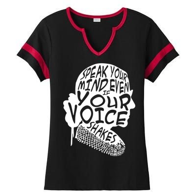 Ruth Bader Ginsburg Speak Your Mind  Ladies Halftime Notch Neck Tee