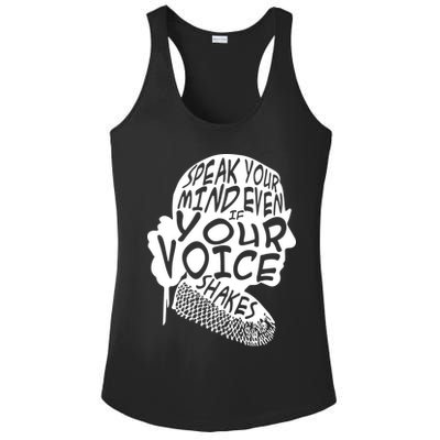 Ruth Bader Ginsburg Speak Your Mind  Ladies PosiCharge Competitor Racerback Tank
