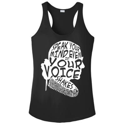 Ruth Bader Ginsburg Speak Your Mind  Ladies PosiCharge Competitor Racerback Tank