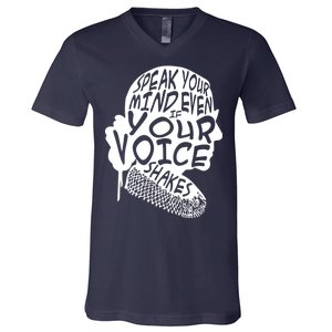 Ruth Bader Ginsburg Speak Your Mind  V-Neck T-Shirt