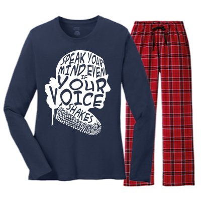 Ruth Bader Ginsburg Speak Your Mind  Women's Long Sleeve Flannel Pajama Set 