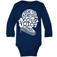 Ruth Bader Ginsburg Speak Your Mind  Baby Long Sleeve Bodysuit