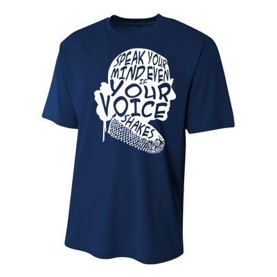 Ruth Bader Ginsburg Speak Your Mind  Youth Performance Sprint T-Shirt