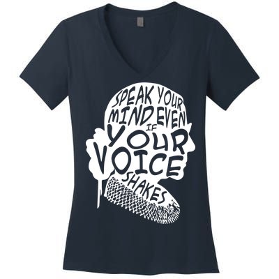 Ruth Bader Ginsburg Speak Your Mind  Women's V-Neck T-Shirt