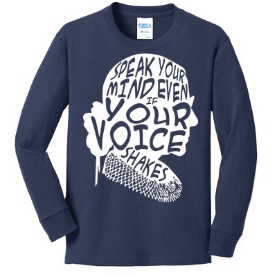 Ruth Bader Ginsburg Speak Your Mind  Kids Long Sleeve Shirt