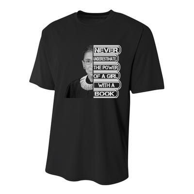 Ruth Never Underestimate a Power of a Book Youth Performance Sprint T-Shirt