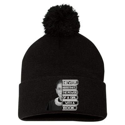 Ruth Never Underestimate a Power of a Book Pom Pom 12in Knit Beanie