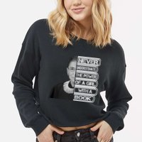 Ruth Never Underestimate a Power of a Book Cropped Pullover Crew