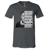 Ruth Never Underestimate a Power of a Book V-Neck T-Shirt