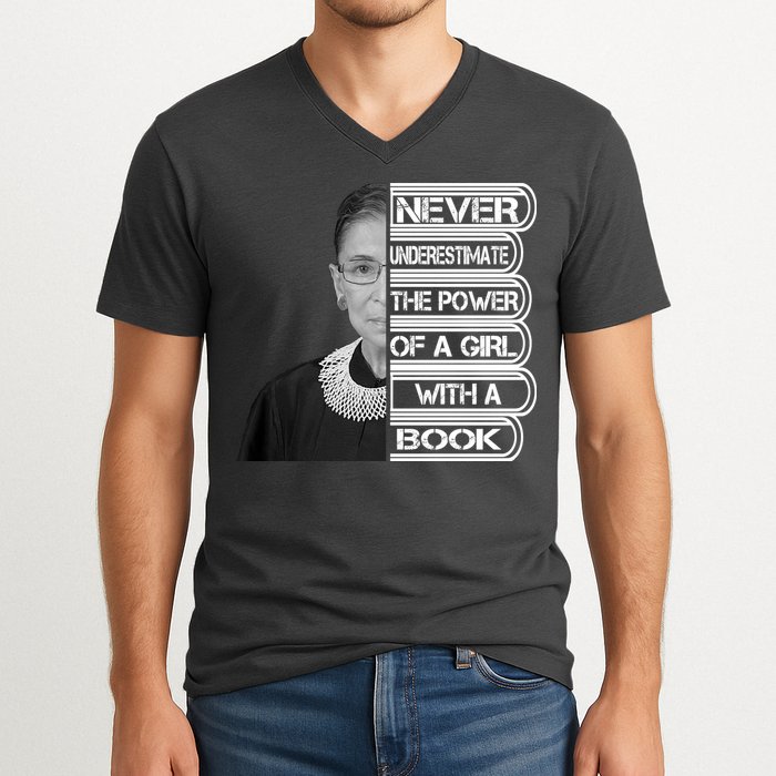 Ruth Never Underestimate a Power of a Book V-Neck T-Shirt